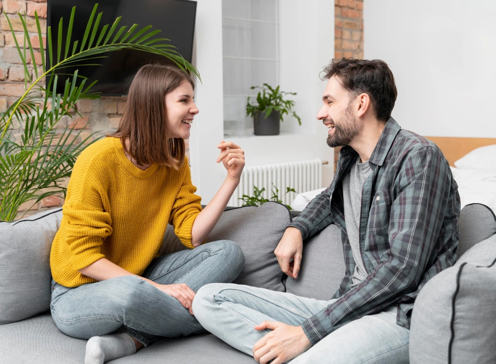 Woman laughing candidly